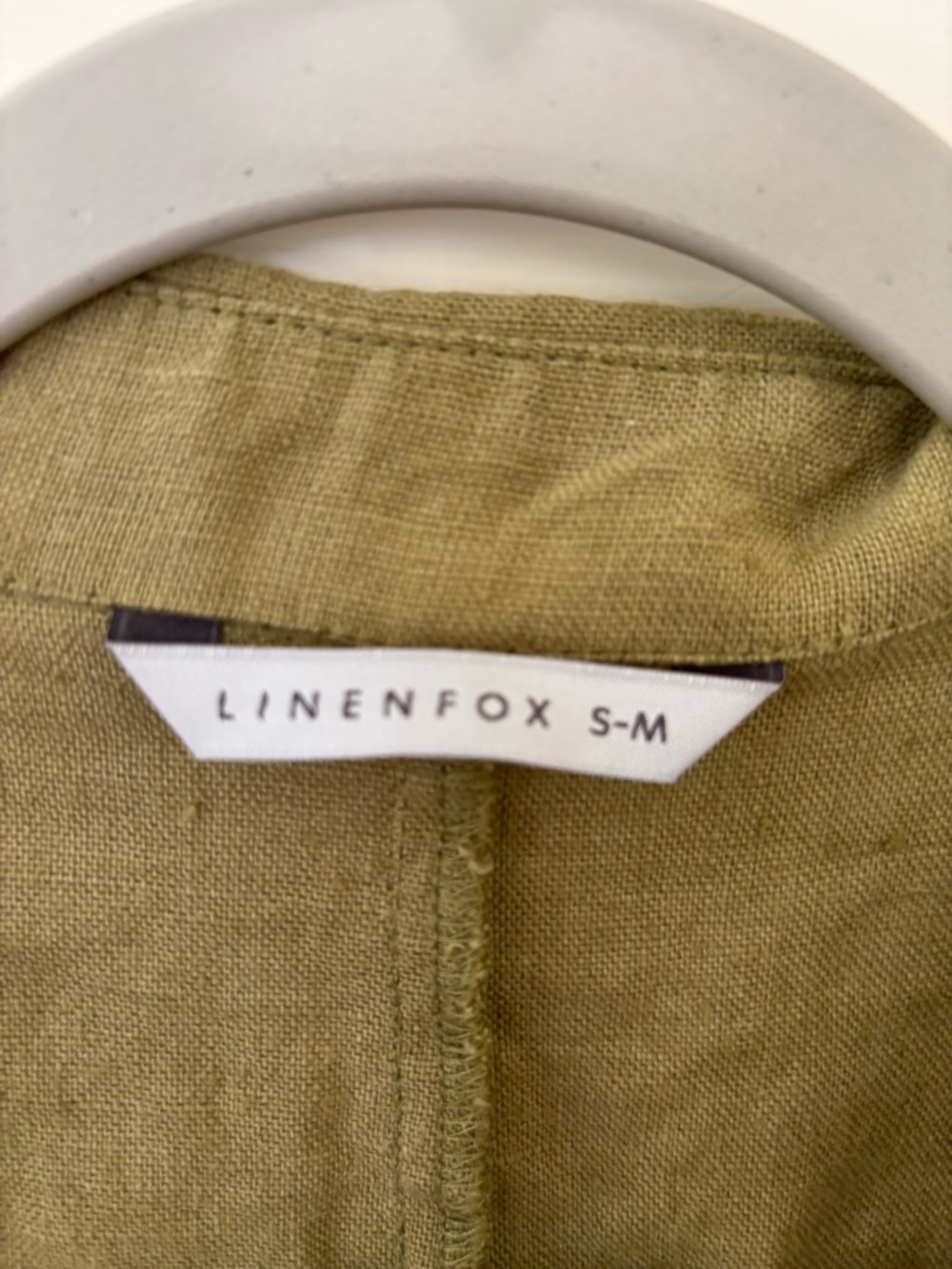 Linenfox Olive Button-Front Maxi Linen Dress - Picture 3 of 4